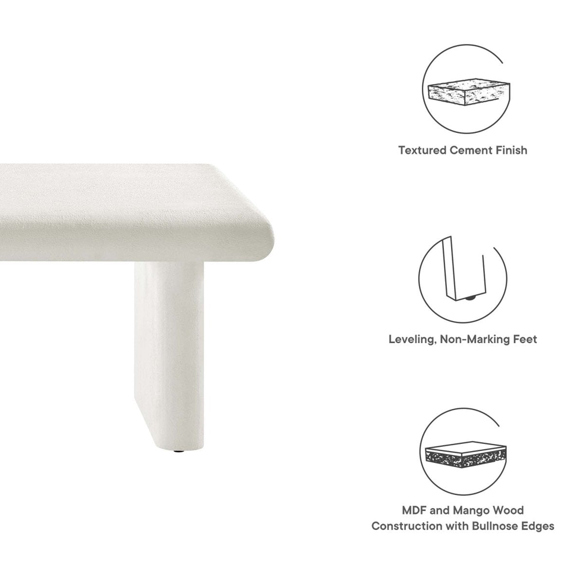 46 Inch Textured Concrete Minimalist Coffee Table - Coffee Tables available at Alpine Outlets in Denver