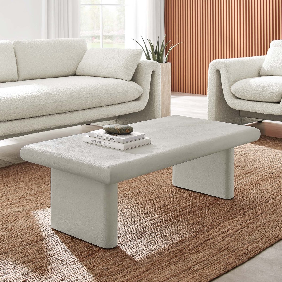 46 Inch Textured Concrete Minimalist Coffee Table - Coffee Tables available at Alpine Outlets in Denver