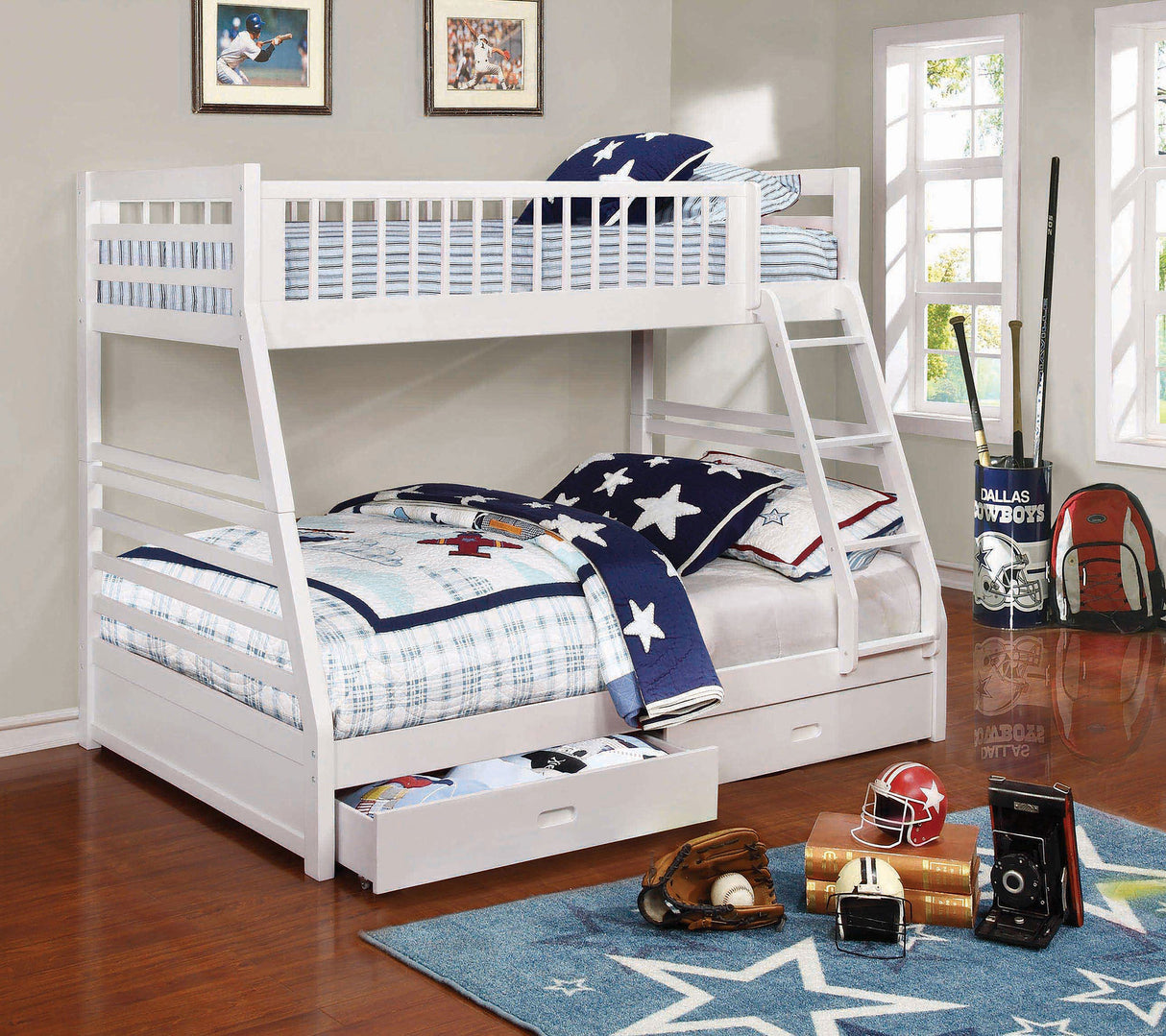 Ashton 2-Drawer Twin Over Full Bunk Bed - White