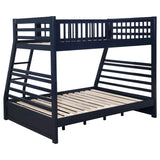 Ashton Navy Blue Twin Over Full Bunk Bed with 2 Drawers