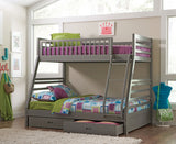 Ashton Grey Twin Over Full Bunk Bed with 2 Drawers