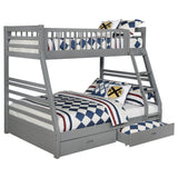 Ashton Grey Twin Over Full Bunk Bed with 2 Drawers