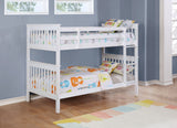 Chapman White Wood Twin Over Twin Bunk Bed with Mattresses