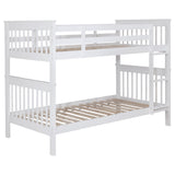Chapman White Wood Twin Over Twin Bunk Bed with Mattresses