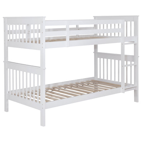 Chapman Wood Twin Over Twin Bunk Bed with Mattress - White