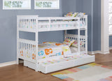 Chapman White Wood Twin Over Twin Bunk Bed with Mattresses