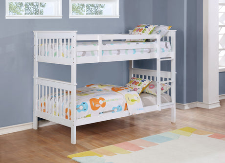 Chapman Wood Twin Over Twin Bunk Bed in White