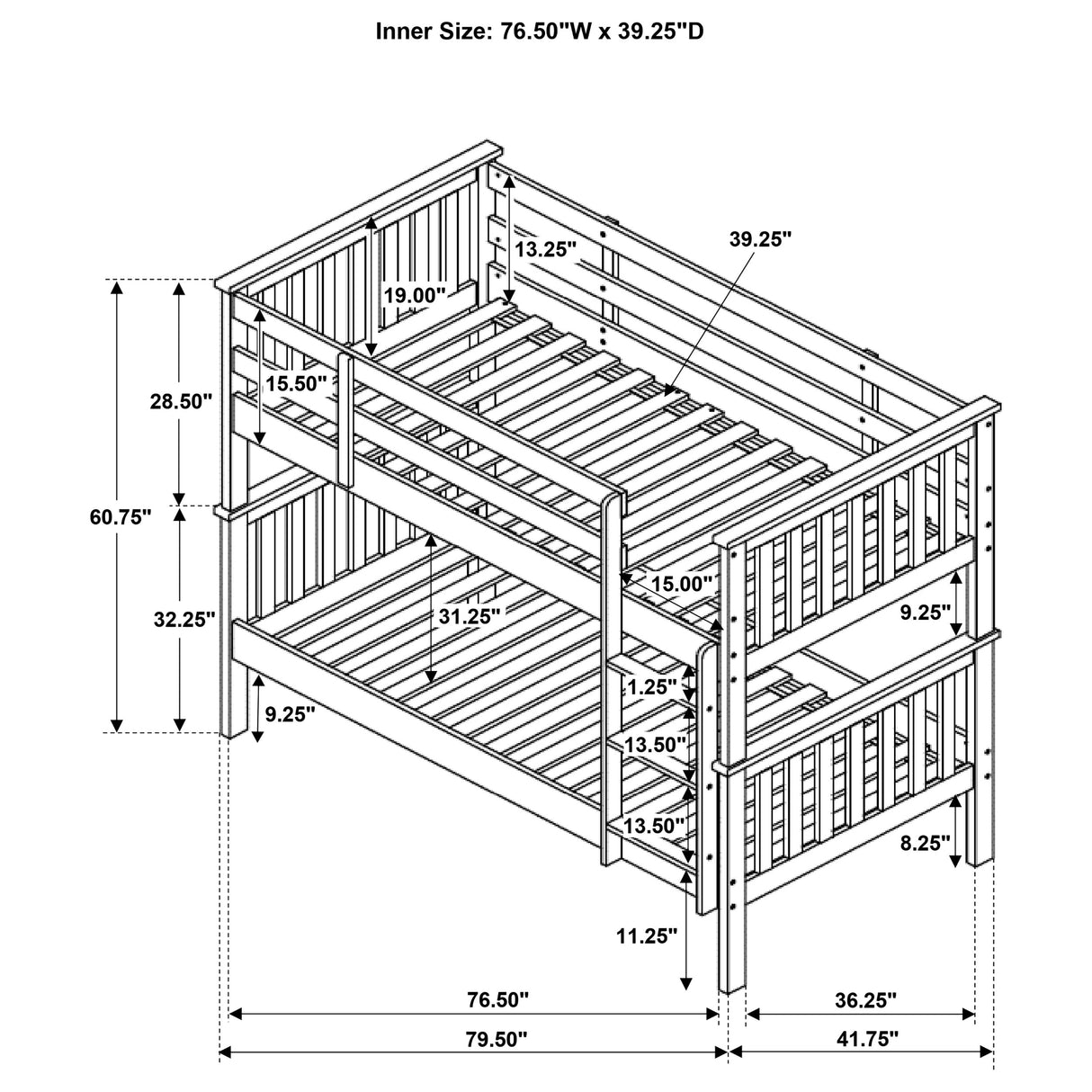 Chapman Wood Twin Over Twin Bunk Bed, White