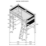 Campus 3-Shelf Metal Twin Loft Bed with Workstation, Matte Black