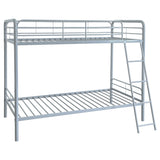 Carson Twin Over Twin Metal Bunk Bed - Glossy Silver