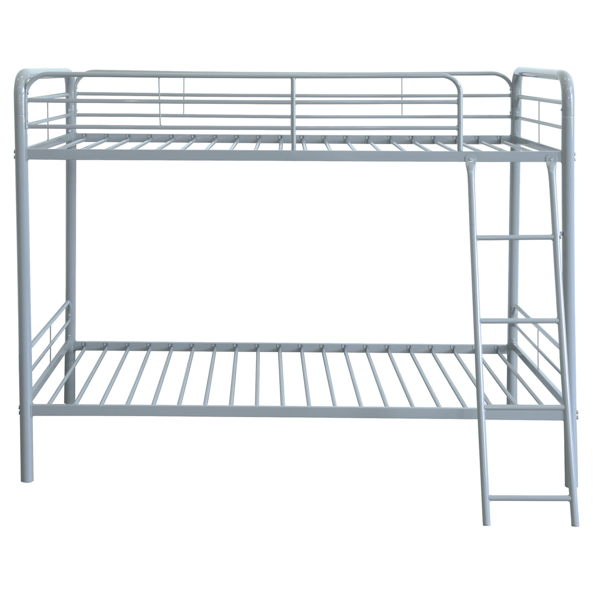 Carson Twin Over Twin Metal Bunk Bed - Glossy Silver