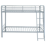 Carson Twin Over Twin Metal Bunk Bed - Glossy Silver