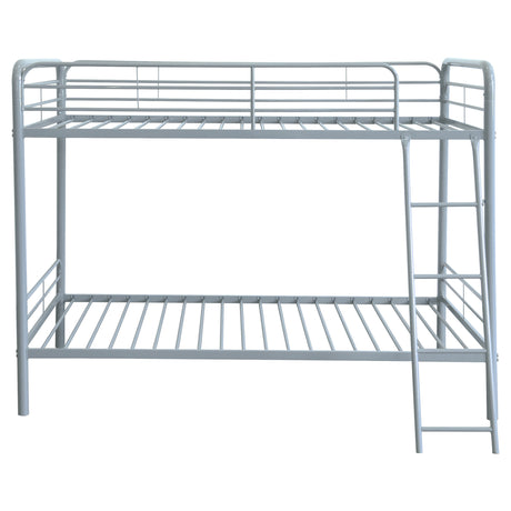 Carson Twin Over Twin Metal Bunk Bed - Glossy Silver