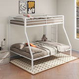 Alevera Metal Twin Over Full Bunk Bed with Ladder - Matte White