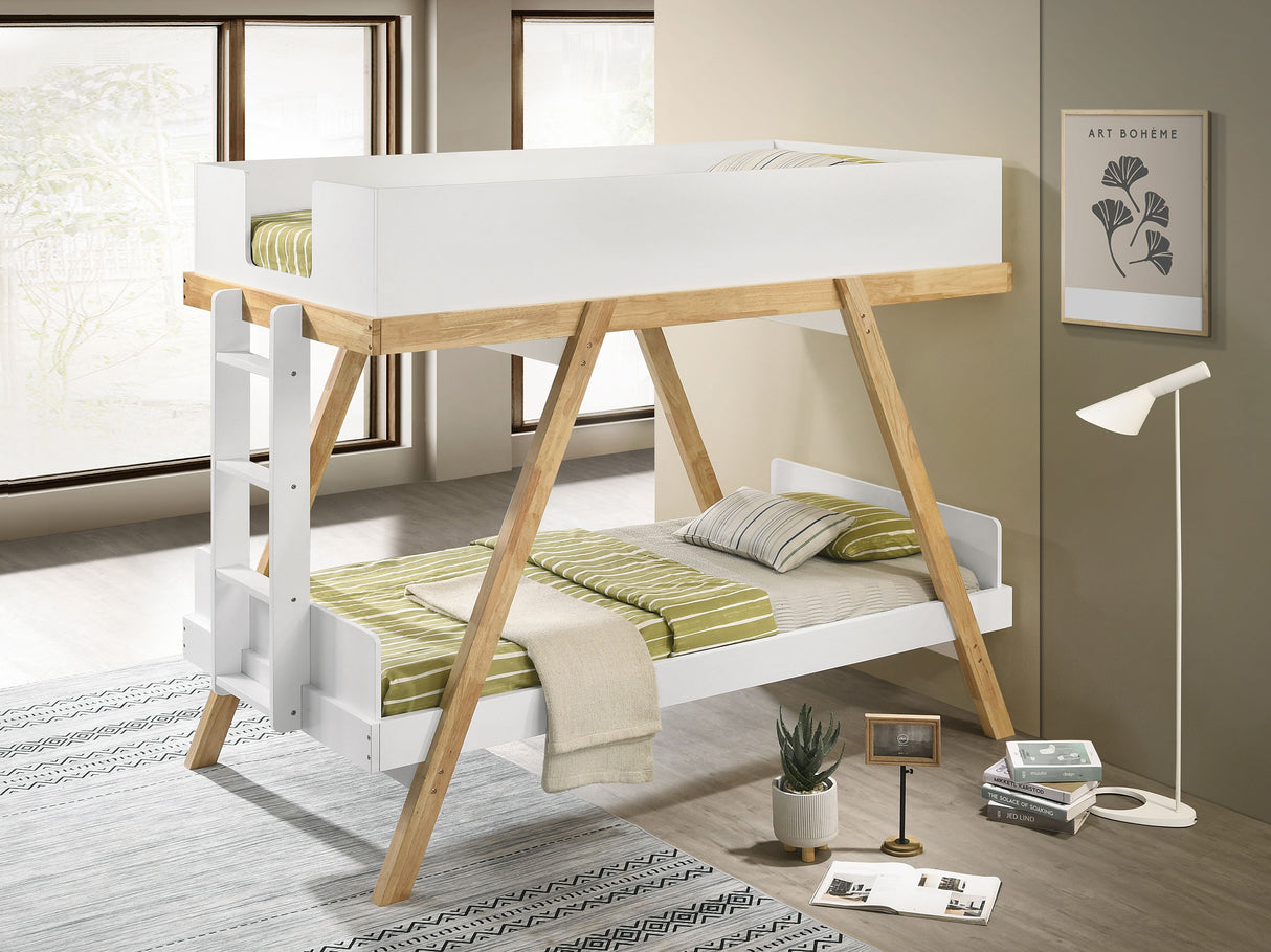 Frankie Twin Over Twin Bunk Bed with Mattresses - White