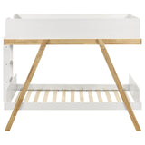 Frankie Wood Twin Over Twin Bunk Bed in White and Natural