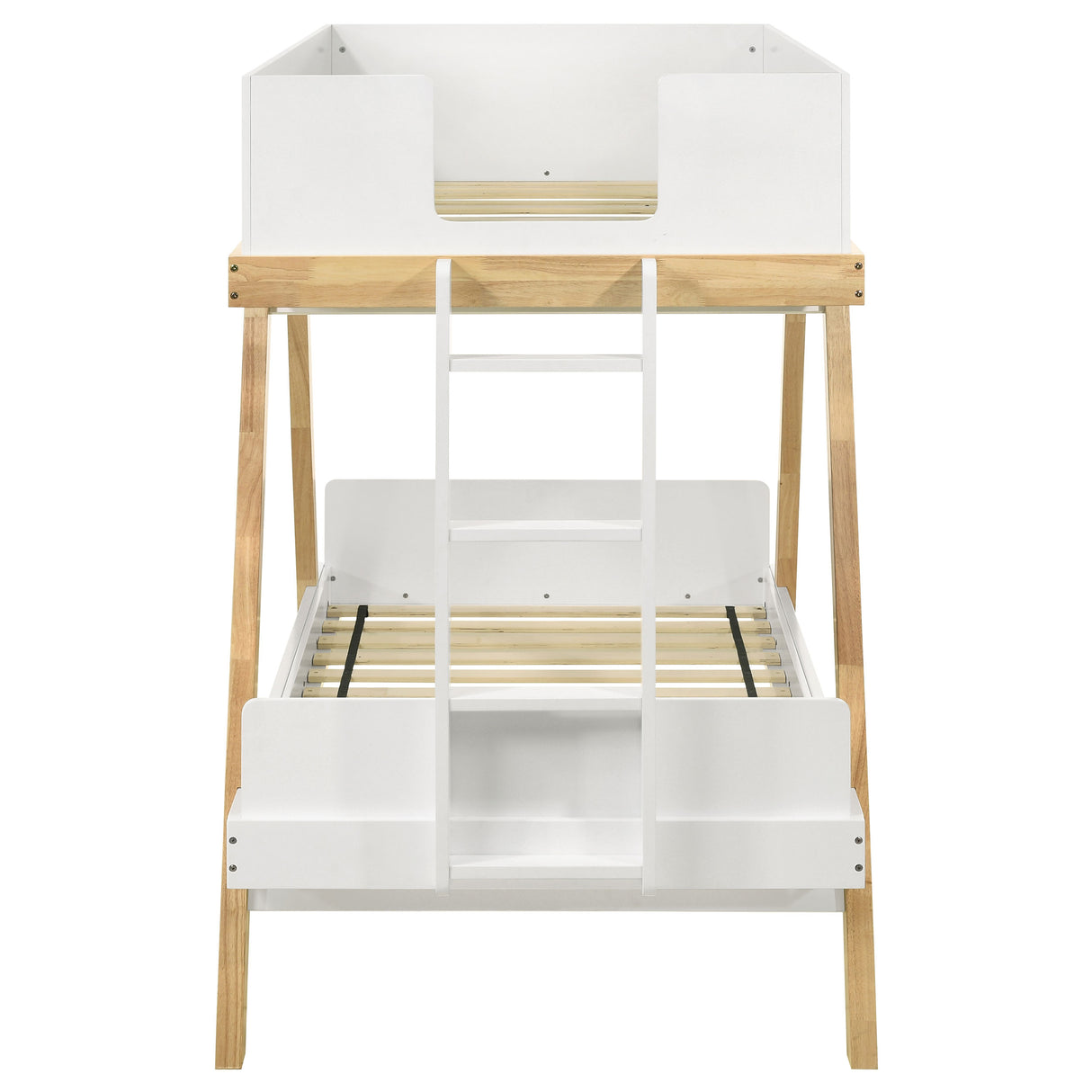 Frankie Wood Twin Over Twin Bunk Bed in White and Natural