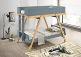 Frankie Twin Over Twin Bunk Bed with Mattresses - Blue
