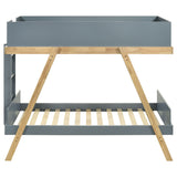 Frankie Wood Twin Over Twin Bunk Bed, Blue and Natural