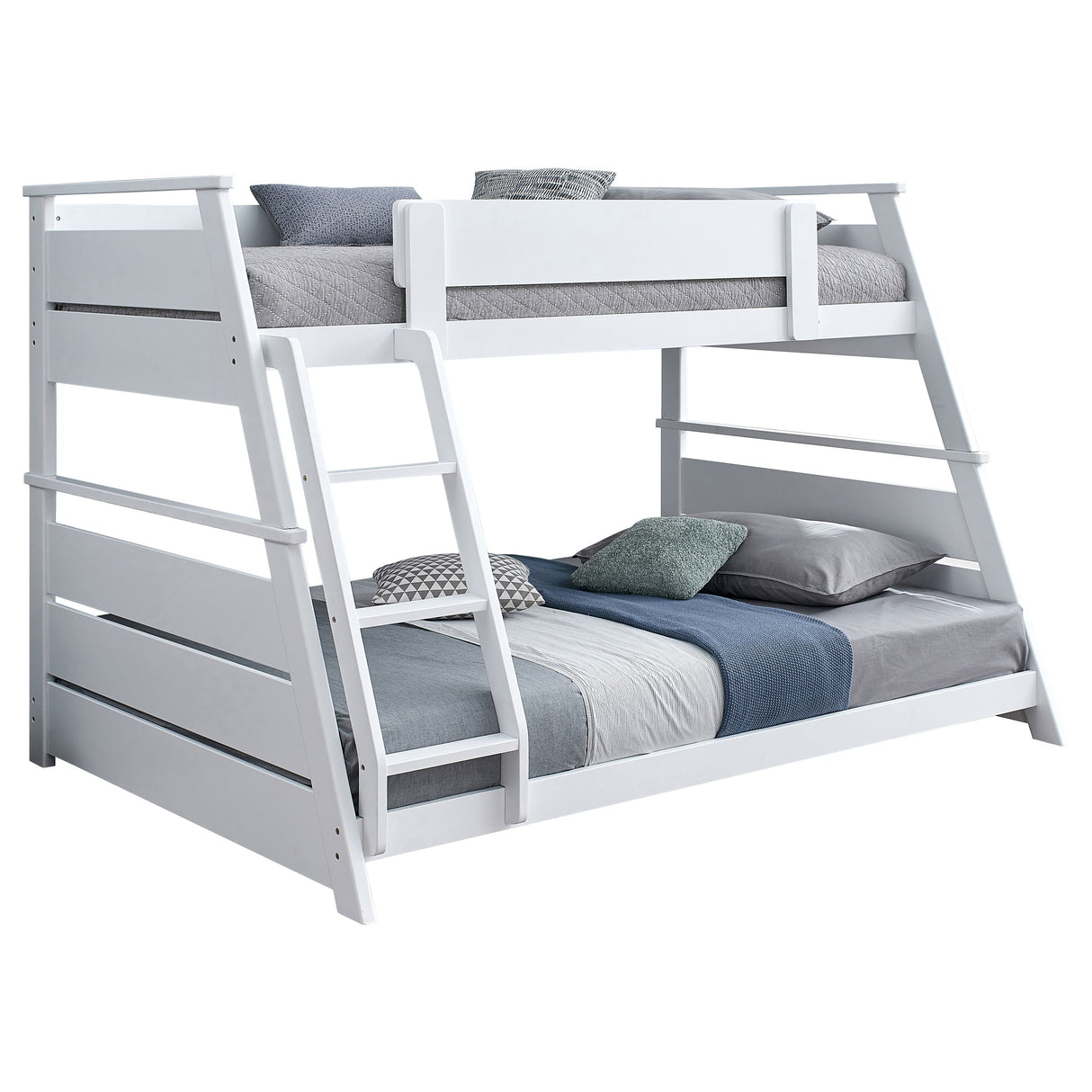 Holden Twin Over Full Bunk Bed in White Wood Veneer