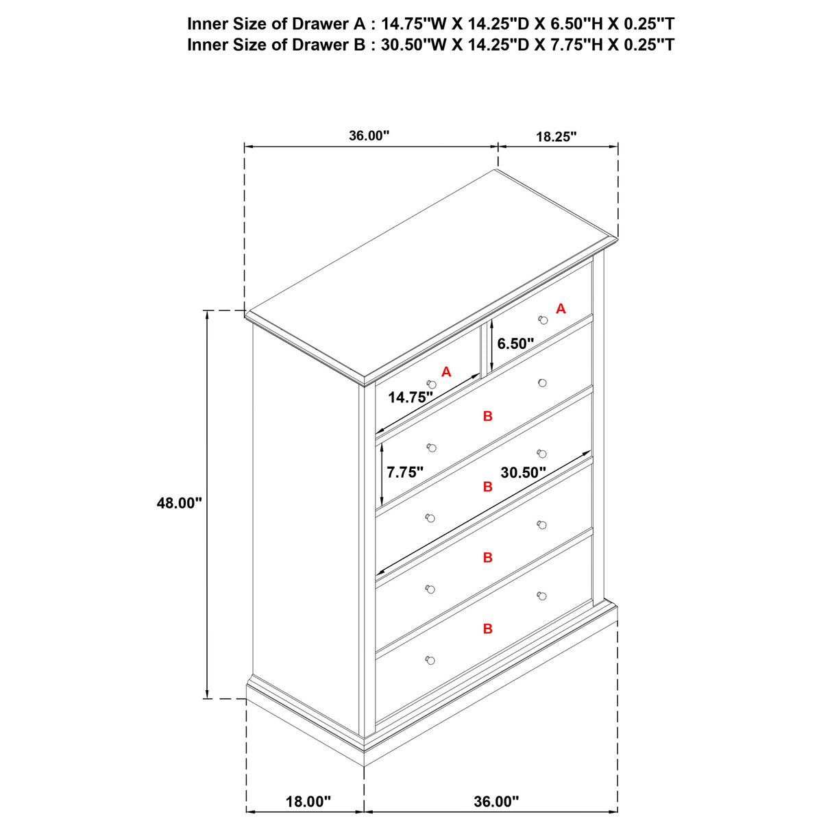 Sumerlin 6-Drawer Chest of Drawers in Cappuccino