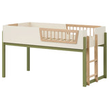 Twin Loft Bed in Off White, Natural and Olive