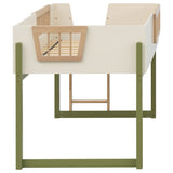 Twin Loft Bed in Off White, Natural and Olive