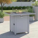 Fire Pit Table Outdoor Heater Propane Fuel Steel 30x25in White