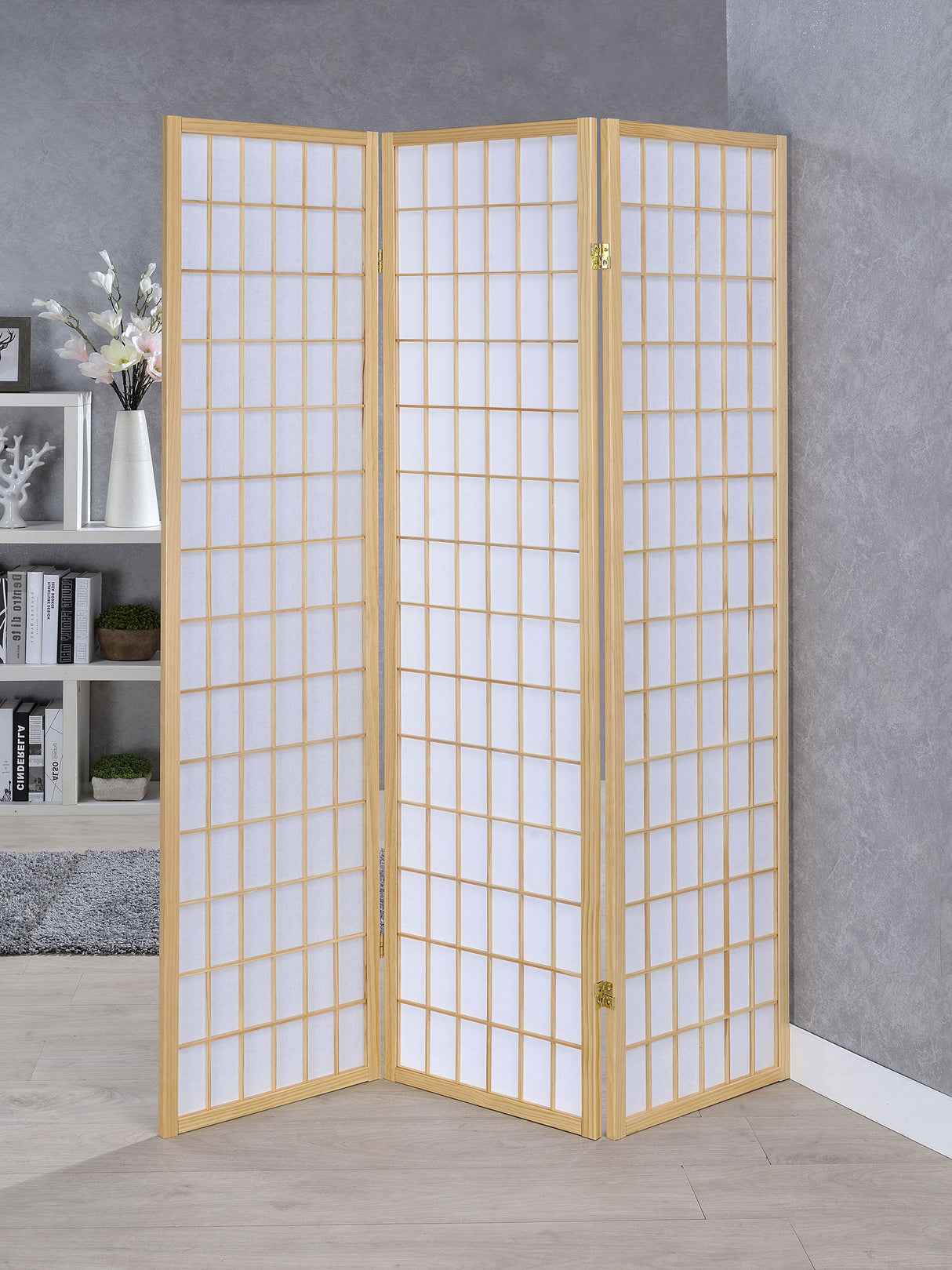 Carrie 3-Panel Shoji Screen Room Divider, Natural