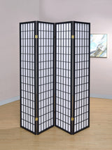 Roberto 4-Panel Black Folding Shoji Screen