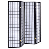 Roberto 4-Panel Black Folding Shoji Screen