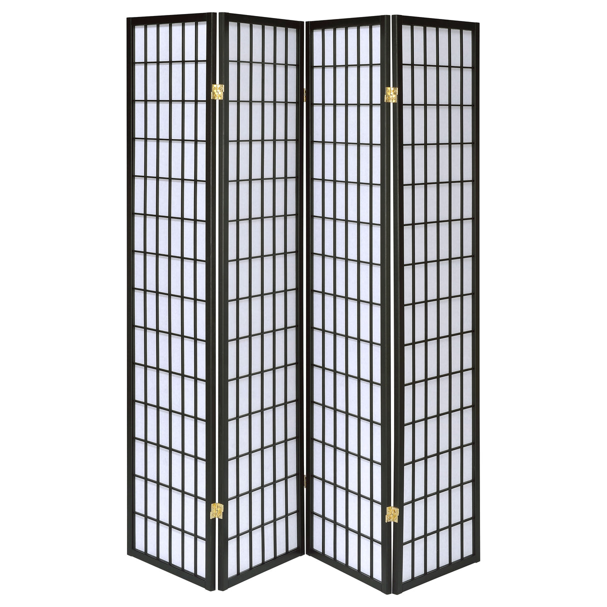 Roberto 4-Panel Black Folding Shoji Screen