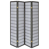 Roberto 4-Panel Black Folding Shoji Screen