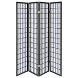 Roberto 4-Panel Black Folding Shoji Screen