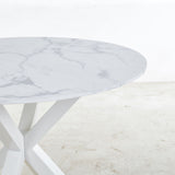 Cross Leg Dining Table With Round Top, For 4 - 6 People - White