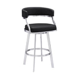 Dione - Swivel Faux Leather And Brushed Stainless Steel Bar Stool