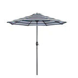 Patio Umbrella With Crank Lift & Push Button Tilt Frame, 200G / Sqm Solution Dyed Canopy - Blue Multi / Brown