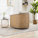 Barrel, Comfy Round Accent Sofa Chair With 360 Degree Swivel, Leisure Arm