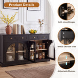 Sideboard Cabinet With 4 Drawers And 4 Arched Glass Doors