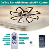 Flower Ceiling Fan With Remote Controlled LED Light, Flush Mount DC Motor Fan