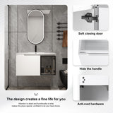 Wall Mounted Bathroom Vanity With Sink, 2 Soft Close Doors, Cabinet & Half Door