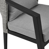 Palma - Outdoor Patio Dining Chairs In Aluminum And Wicker With Gray Cushions - (Set Of 2)