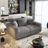 Plush Corduroy 4 Seat Sofa, Modern Comfy Upholstered Sofa Cloud Couch, Deep Seat Couches With Soft Pillows