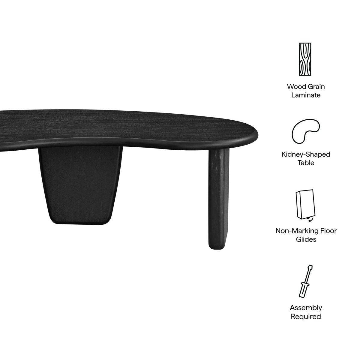 47 Inch Mid - Century Kidney - Shaped Coffee Table - Coffee Tables available at Alpine Outlets in Denver