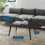47 Inch Mid - Century Oval Coffee Table with Gold Accents in Black - Coffee Tables available at Alpine Outlets in Denver