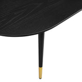 47 Inch Mid - Century Oval Coffee Table with Gold Accents in Black - Coffee Tables available at Alpine Outlets in Denver