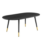 47 Inch Mid - Century Oval Coffee Table with Gold Accents in Black - Coffee Tables available at Alpine Outlets in Denver