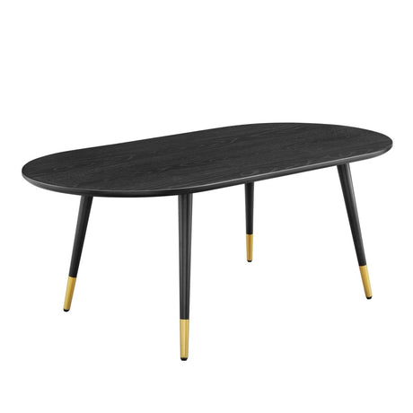 47 Inch Mid - Century Oval Coffee Table with Gold Accents in Black - Coffee Tables available at Alpine Outlets in Denver