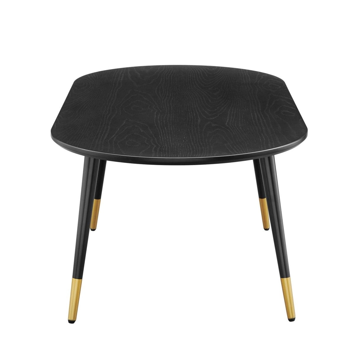 47 Inch Mid - Century Oval Coffee Table with Gold Accents in Black - Coffee Tables available at Alpine Outlets in Denver