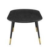 47 Inch Mid - Century Oval Coffee Table with Gold Accents in Black - Coffee Tables available at Alpine Outlets in Denver